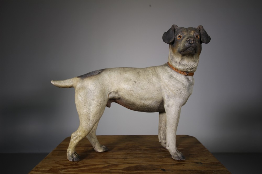 Large Antique Austrian Cold Painted Terracotta Terrier