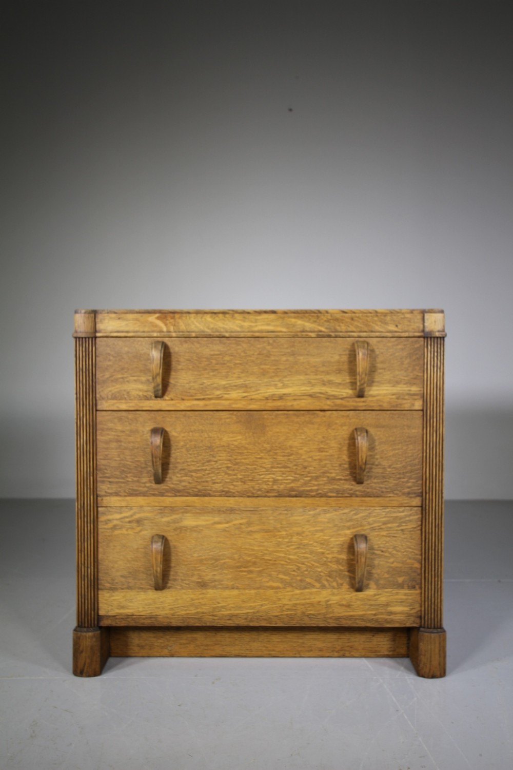 1930's Heals of London Odeon Oak Three Drawer Chest