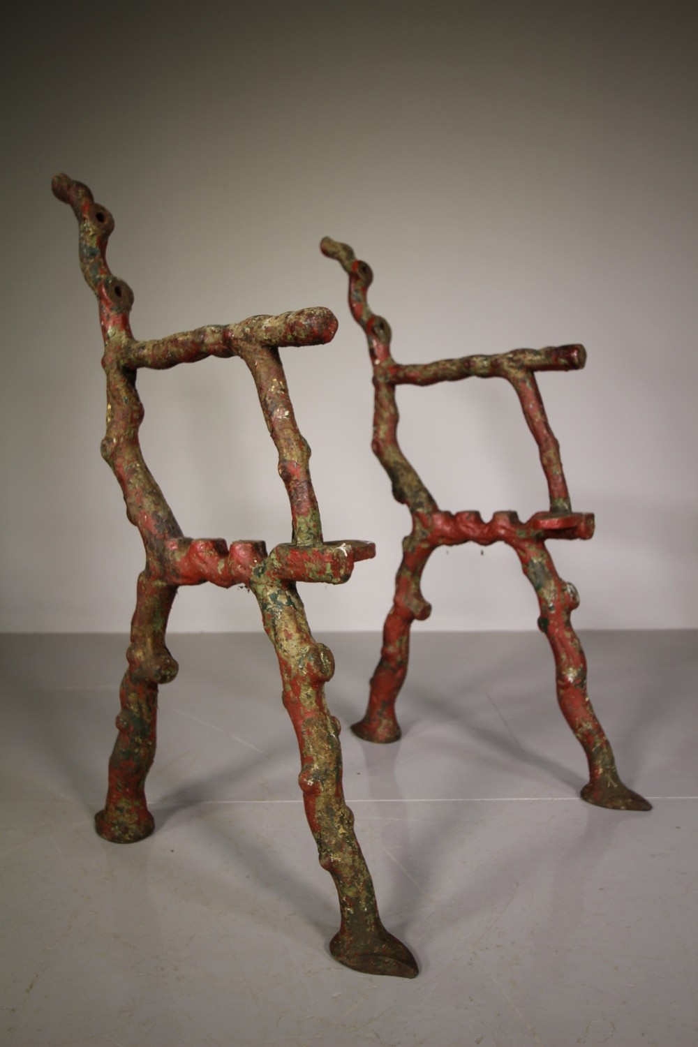 Pair of English Antique Rustic Pattern Garden Bench Ends
