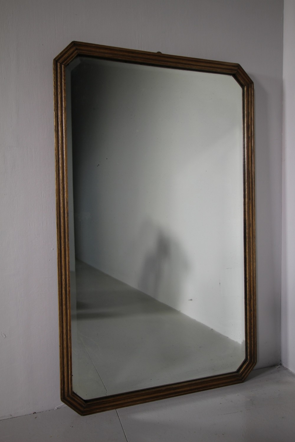 English Edwardian Antique Oak Wall Mirror 