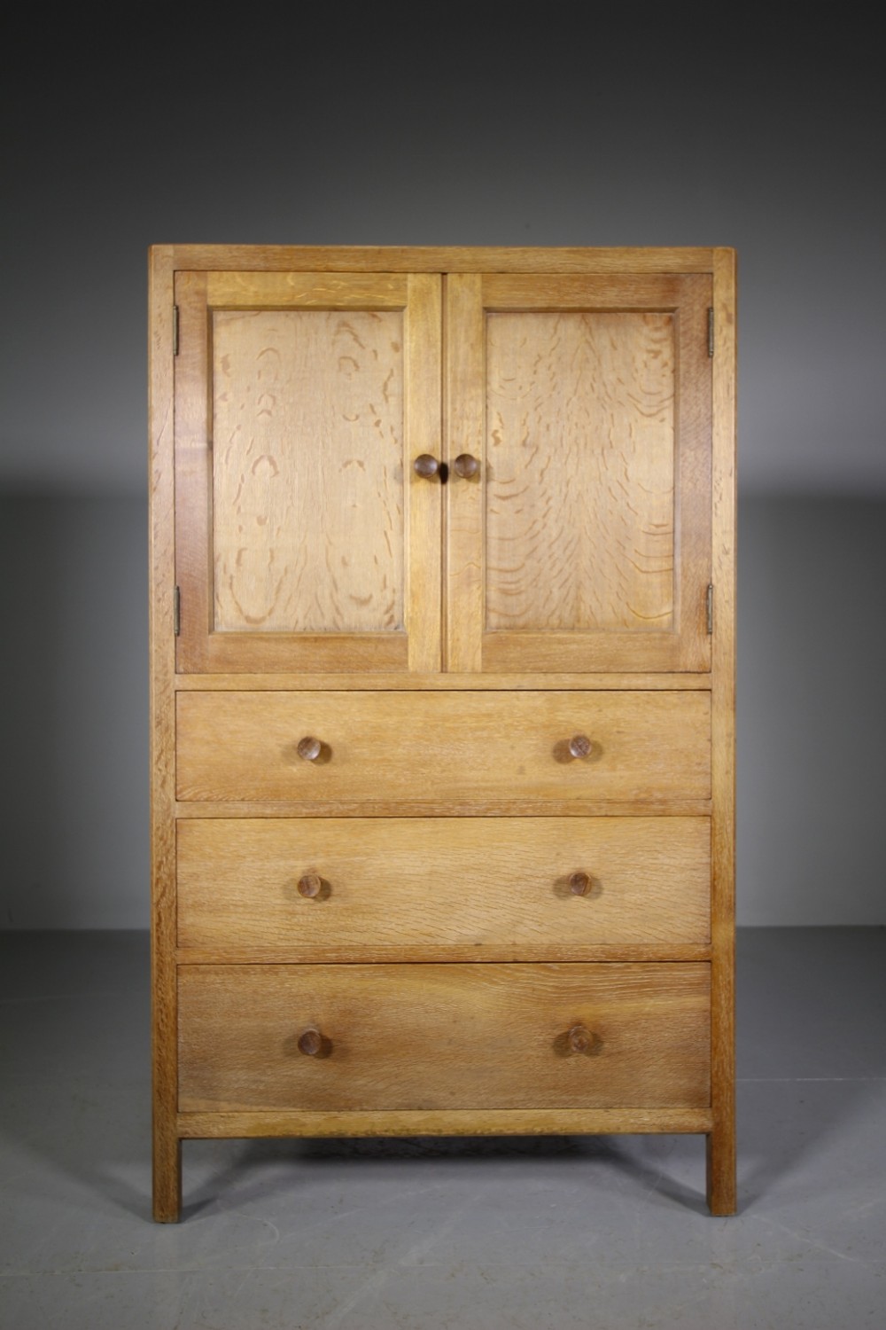 Heals Antique Oak Tallboy Cupboard - Labelled