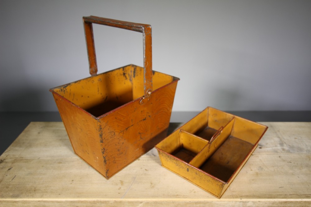 Edwardian Antique Painted Tin Antique Housemaids Tidy