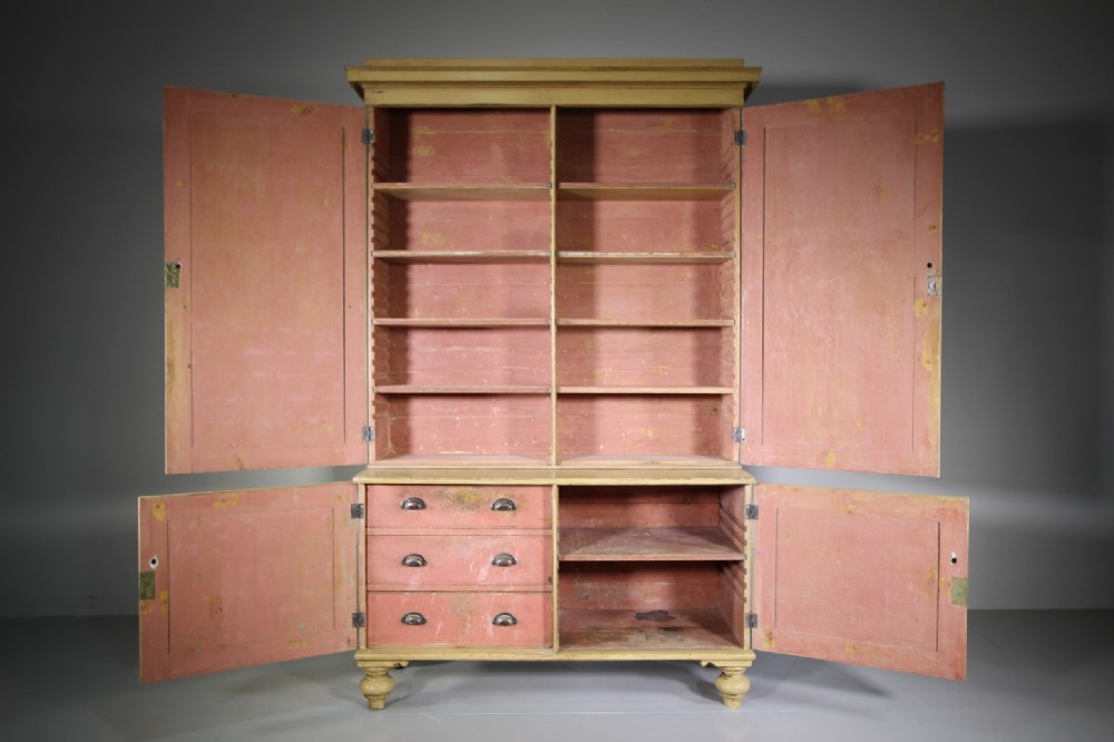 Superb William IV Original Painted Pine Antique Cupboard
