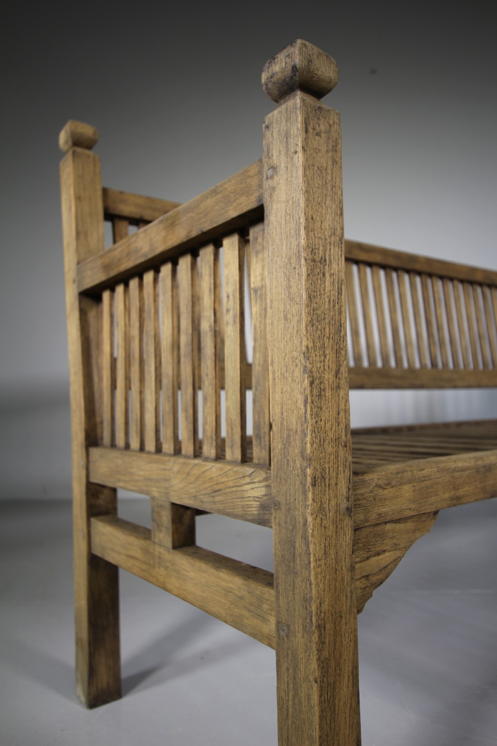 Edwardian Antique Heals of London Teak Garden Bench Seat View V