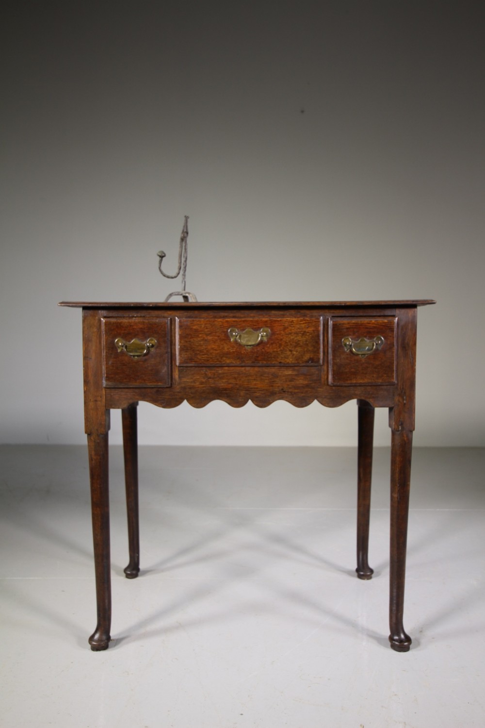 18th Century Antique Oak Lowboy on Pad Feet