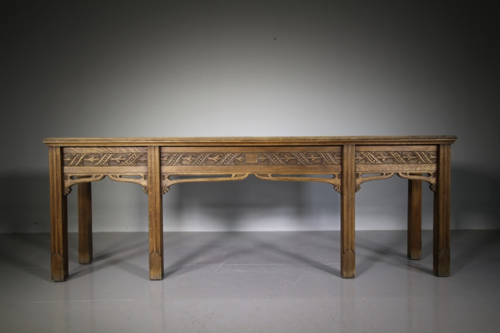 English 19th Century Gothic Oak Console Table