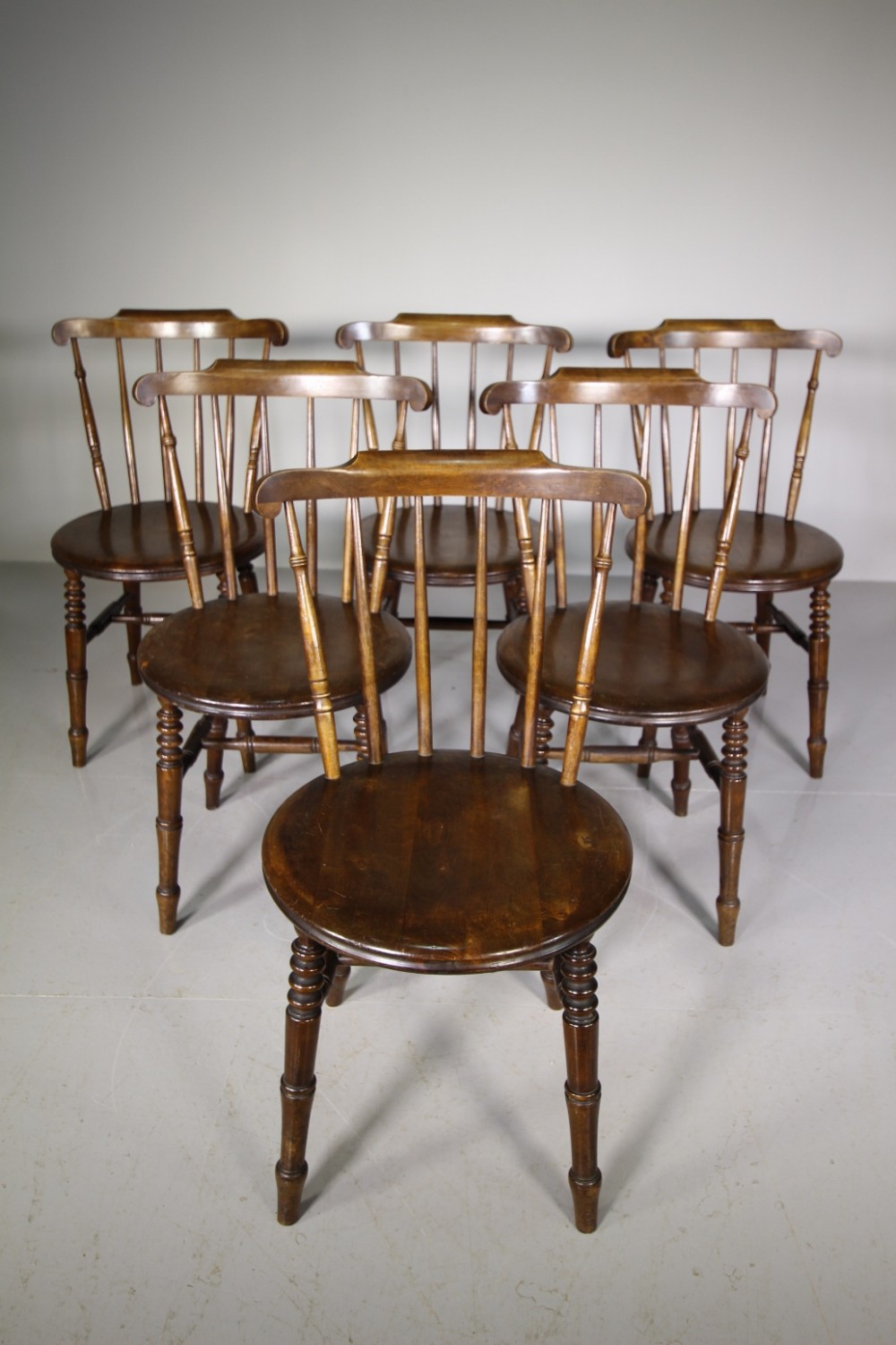 Set of Eight 19th Century Antique Penny Windsor Dining Chairs