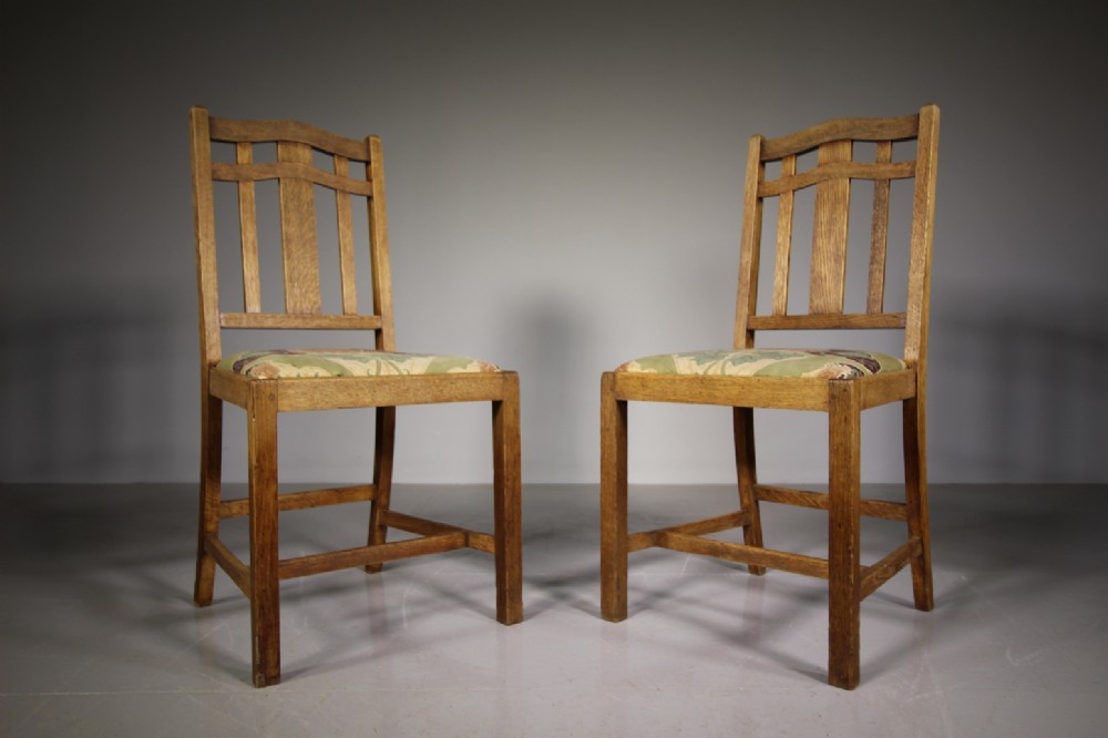 Pair of Heals Antique Oak Dining Chairs - Labelled
