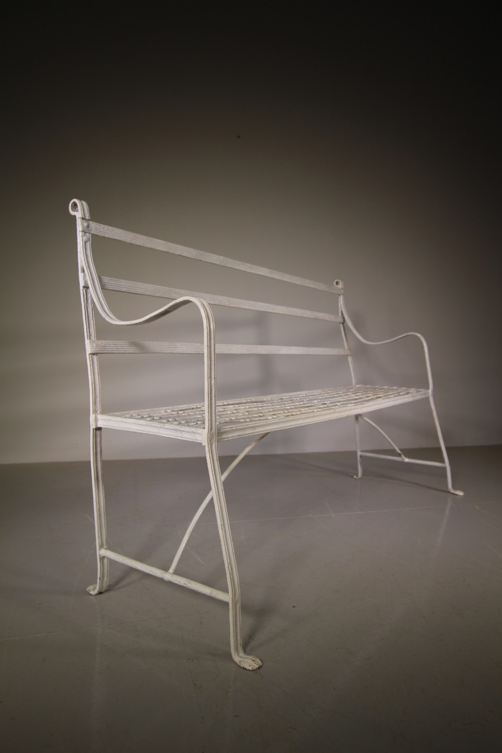Regency English Antique Wrought Iron Garden Bench