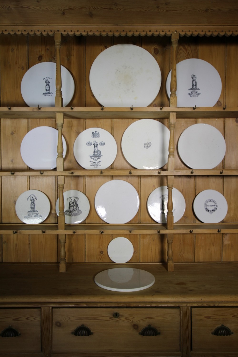 Set of 14 19th Century Grocers Antique Scale Plates