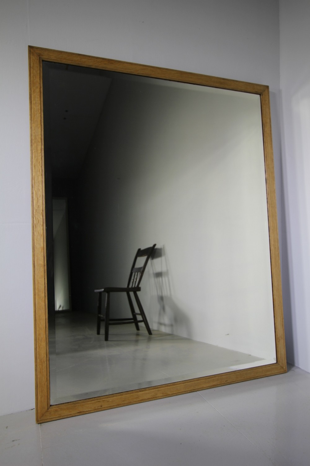 Large English 19th Century Antique Oak Wall Mirror