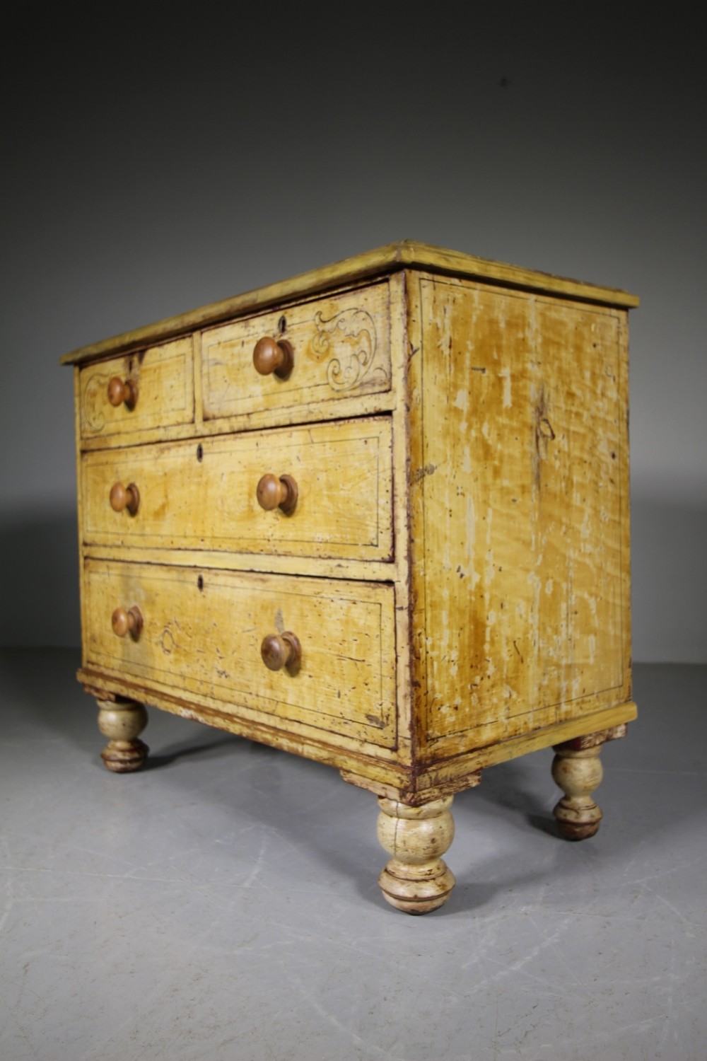 Original Painted Pine Antique Chest of Drawers