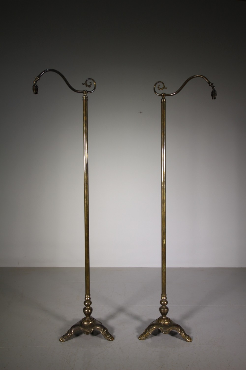 Pair of 1930's Officers Club Brass Floor Lamps