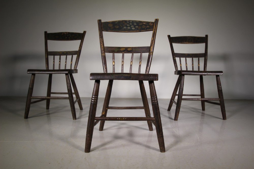 Set of Three Original Painted American Antique Chairs