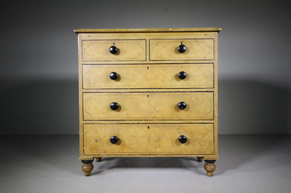 English Original Painted Pine Antique Chest of Drawers