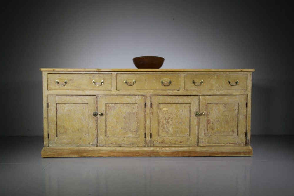 Large Georgian Antique Original Painted Pine Dresser