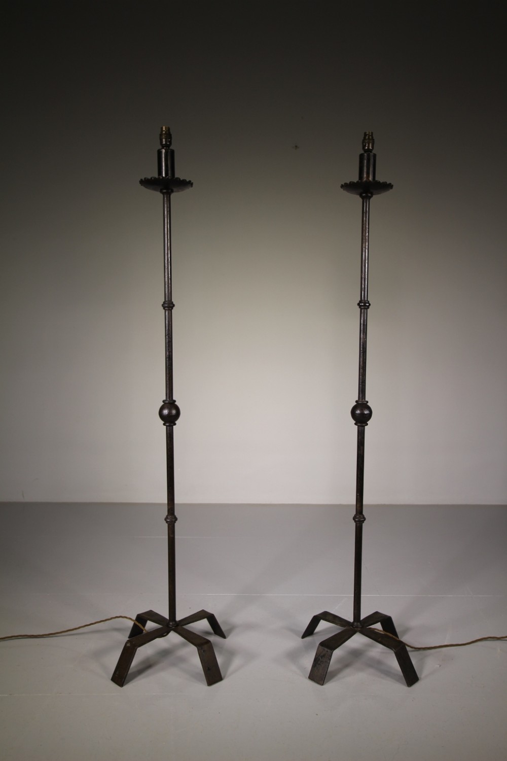 Pair of 1930's Iron Standard Lamps