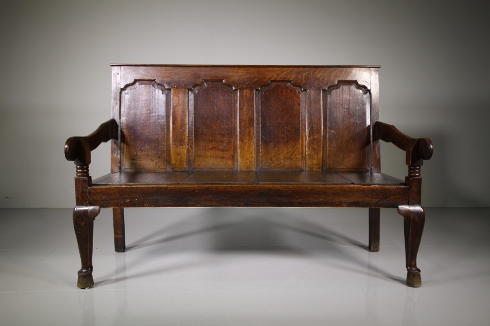 English 18th Century Antique Oak Settle Seat