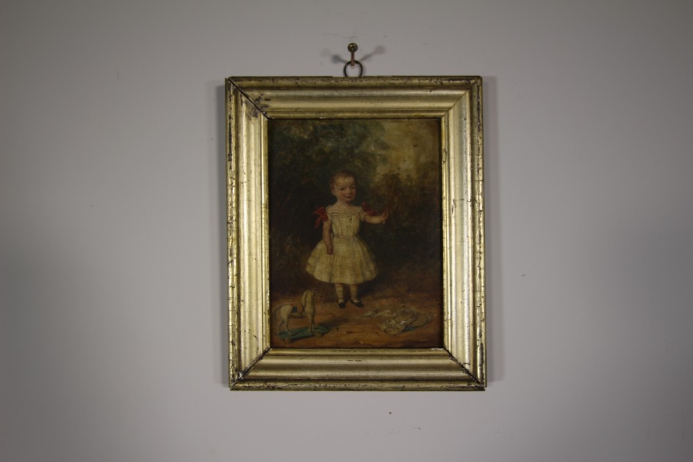 English 18th Century Antique Oil Painting in Gilt Frame View V