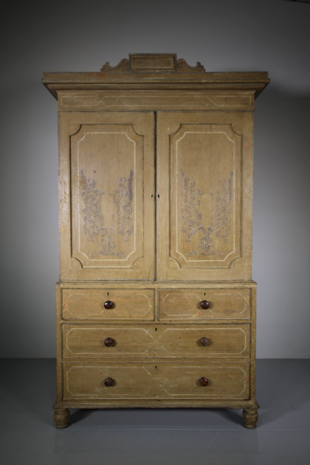 Regency Original Painted Pine Press Cupboard - Gillows
