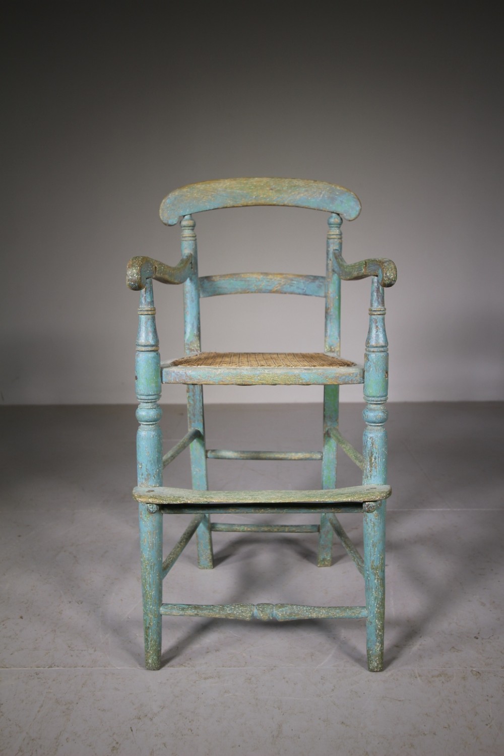 Antique Childs High Chair in Original Blue Paint