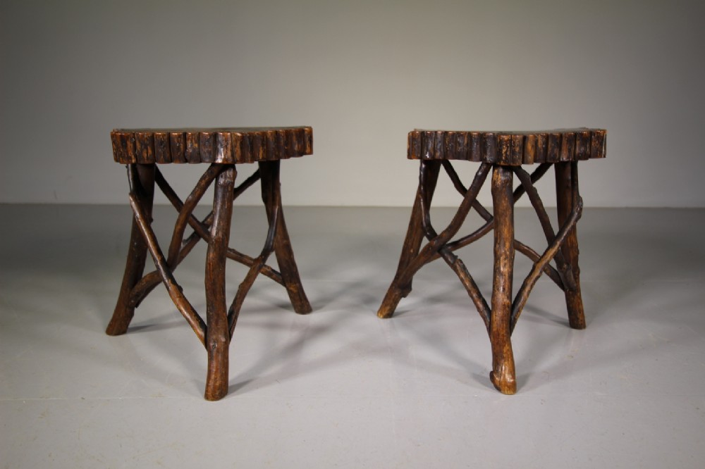 Rare Survival Pair of 19th Century Rustic Antique Tables
