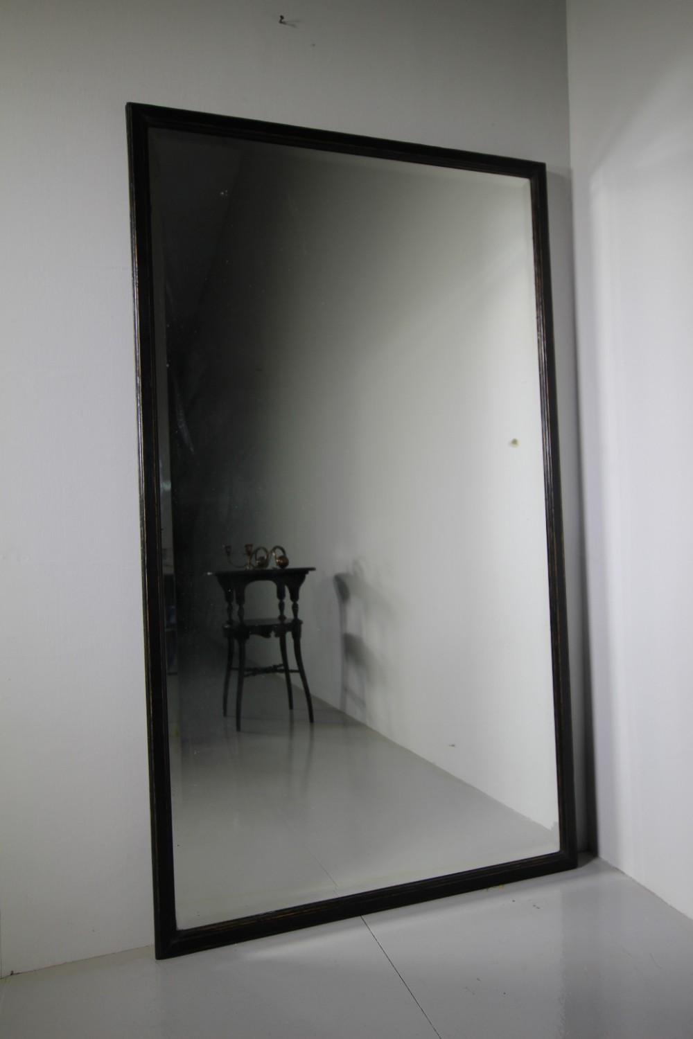 Large 19th Century Antique Ebonised Shop Fitting Mirror