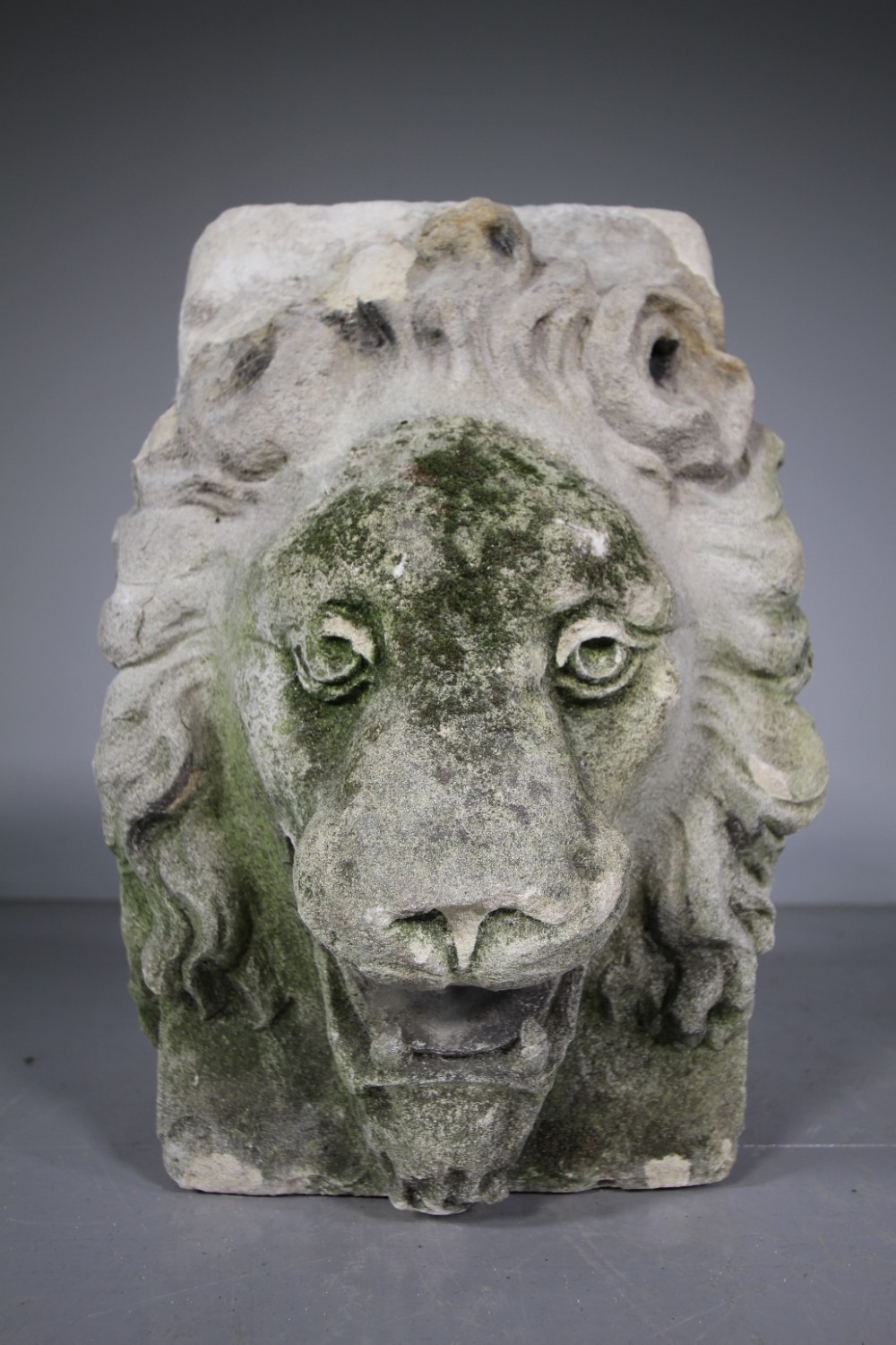 Large English Georgian Antique Stone Lions Head