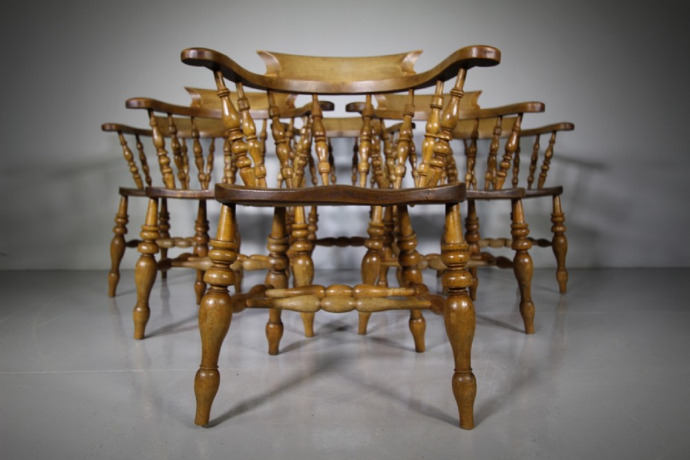Set of Six 19th Century Antique Captains Dining Chairs