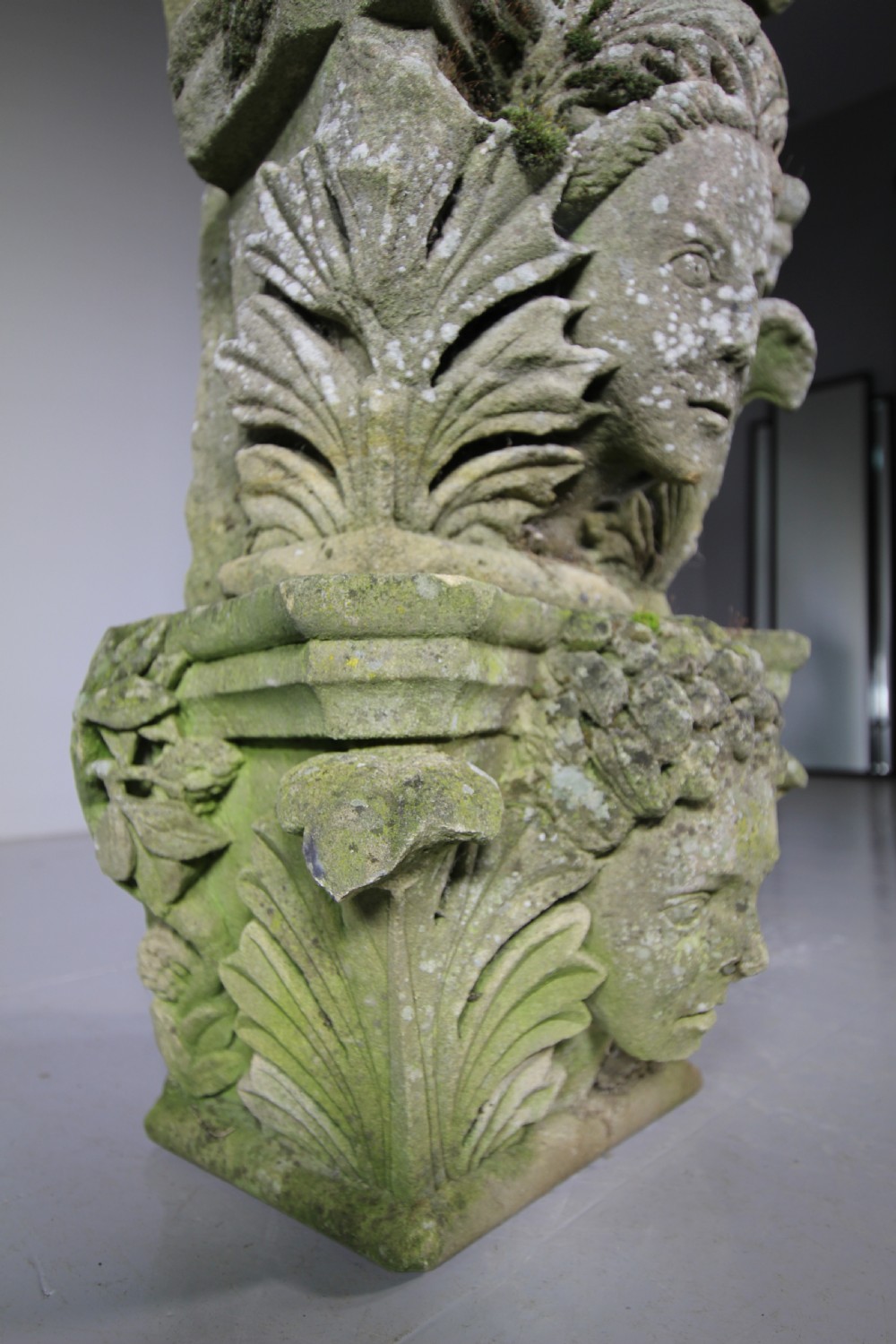 Four English Early Georgian Antique Stone Head Capitals View IV