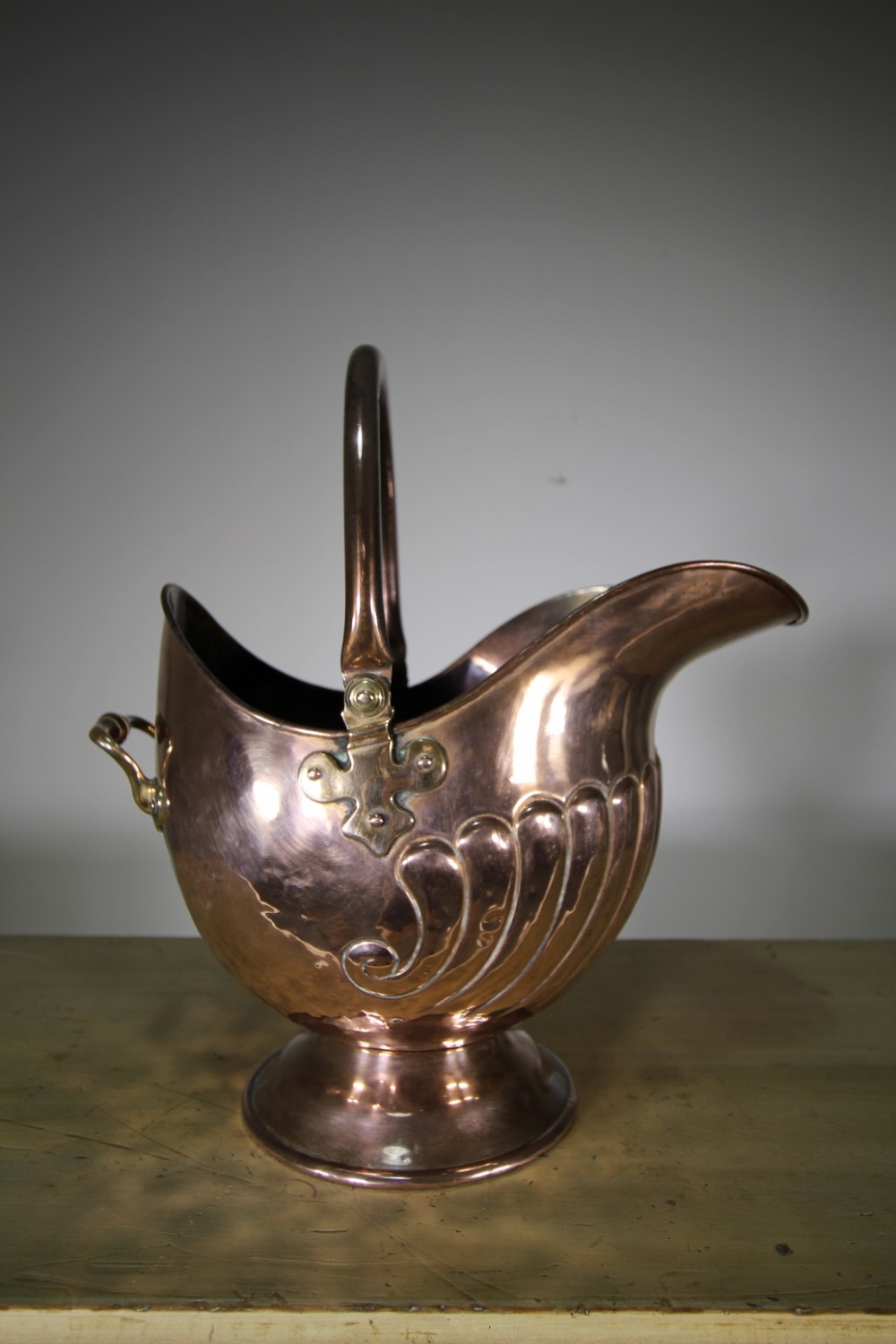English 19th Century Antique Copper Coal Scuttle