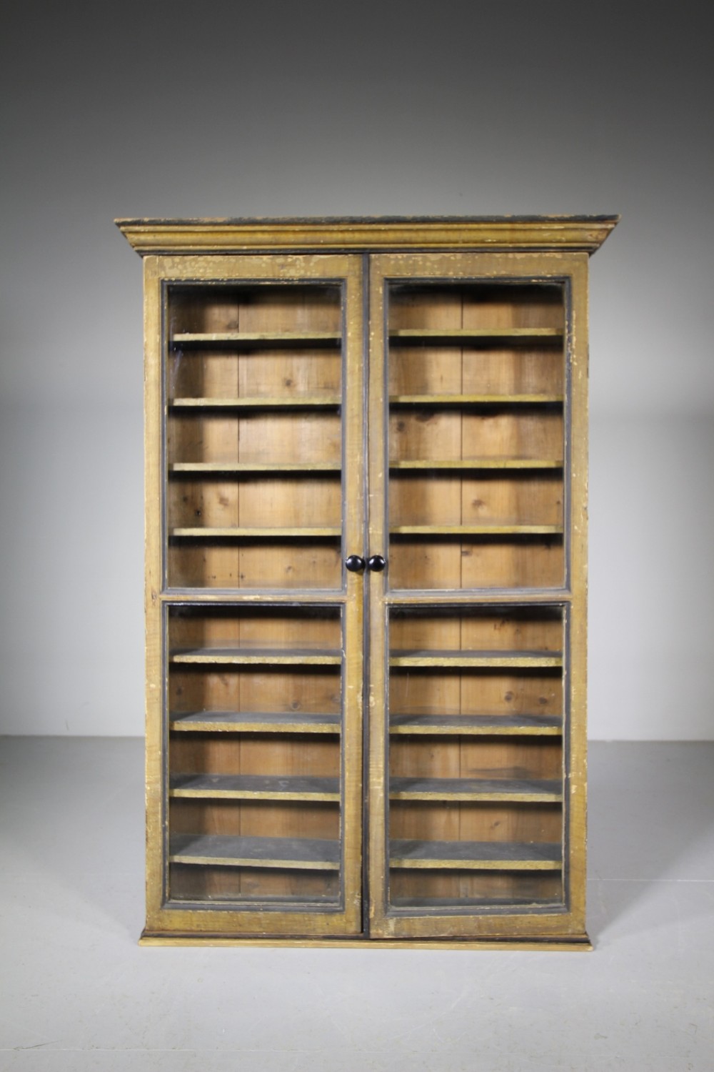 English Original Painted Pine Antique Display Cabinet