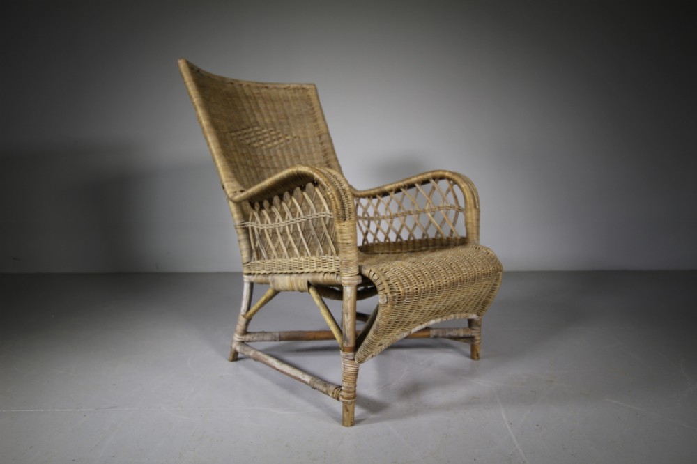 Original Large Dryad 1920's Wicker Armchair
