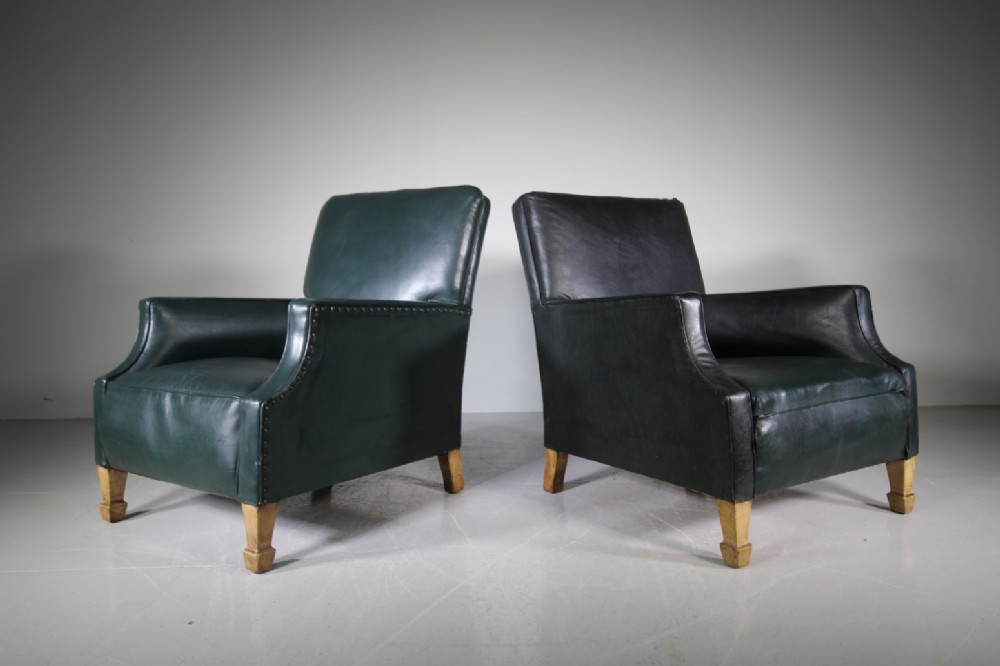 Pair of English 1930's Club Armchairs 
