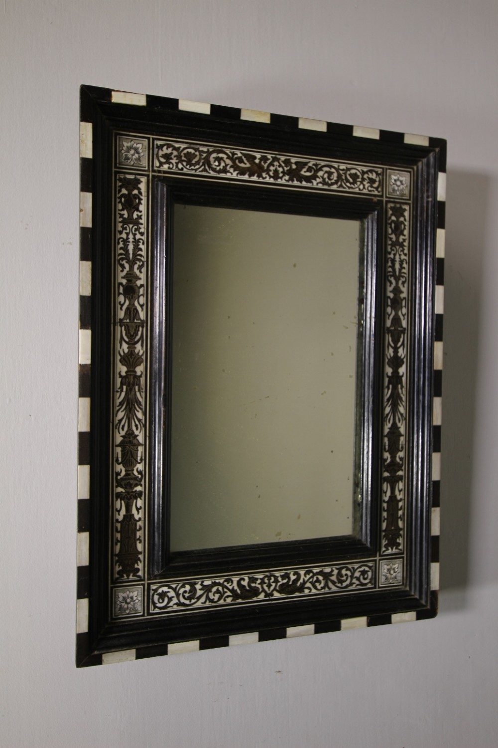 Fine Quality 19th Century Antique Ebony Inlaid Mirror