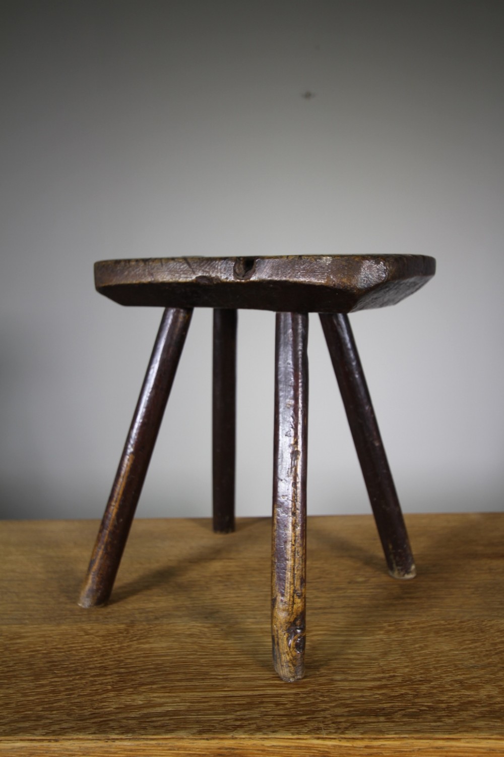 18th Century English Country Antique Elm Stool