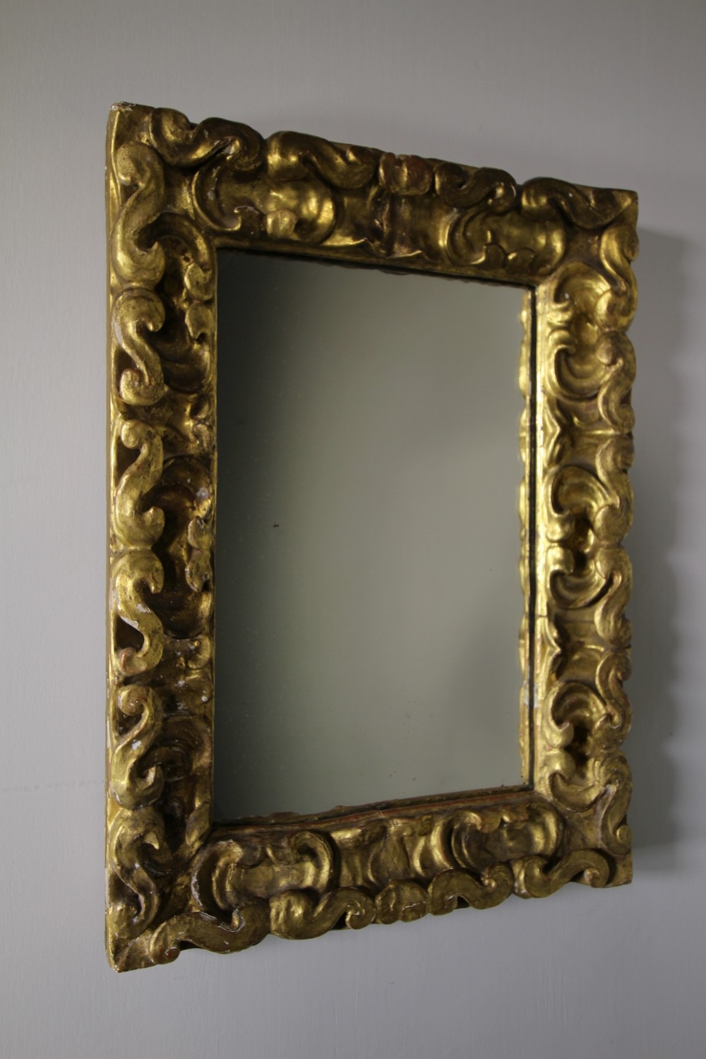 18th Century Carved Pine & Gilt Antique Mirror