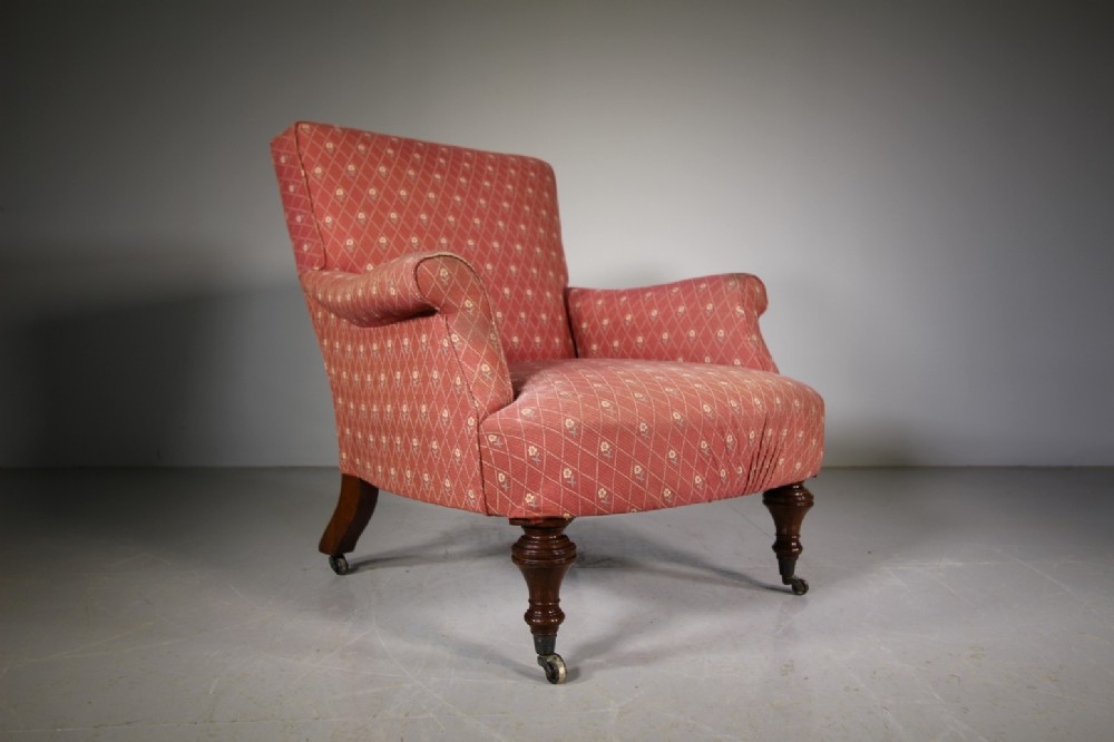 English 19th Century Antique Upholstered Armchair