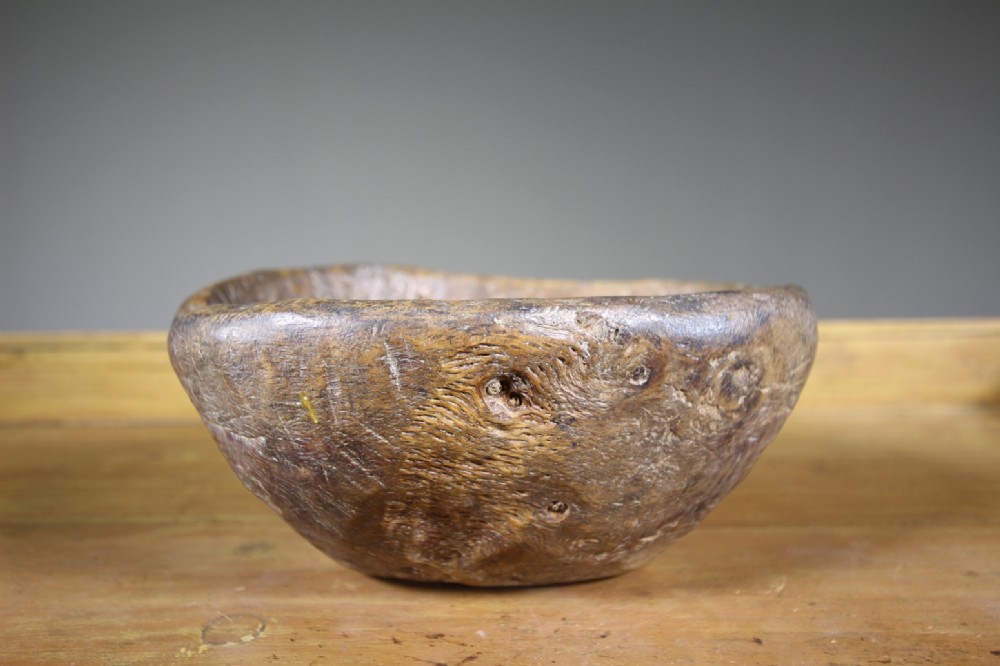Primitive 19th Century Antique Treen Root Bowl