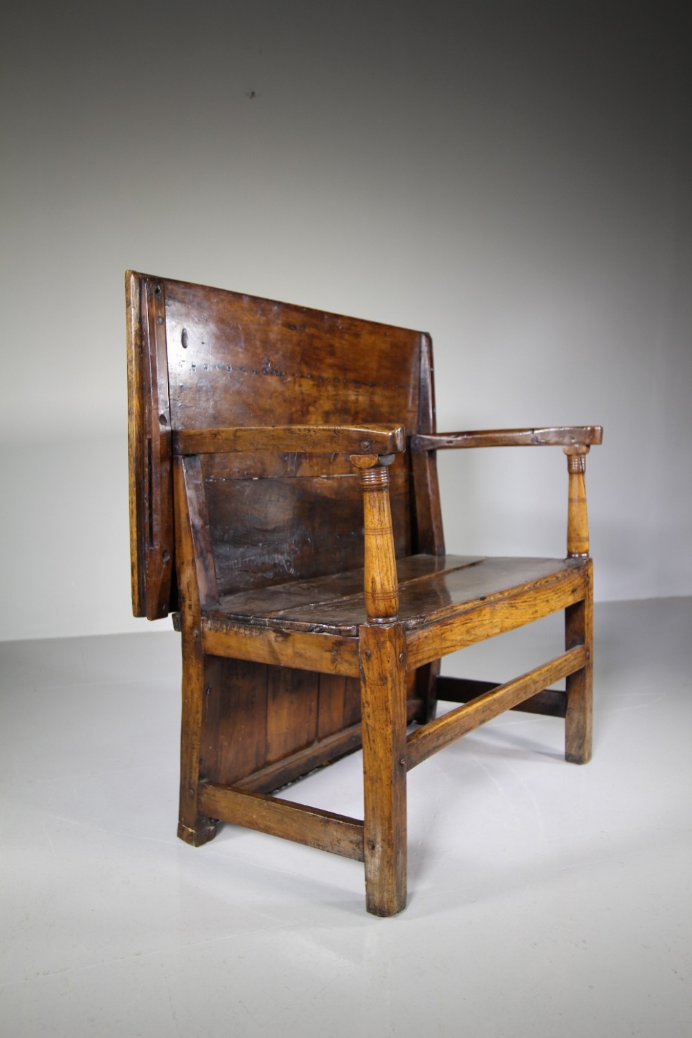 Rare Welsh 18th Century Fruitwood Antique Monks Bench 