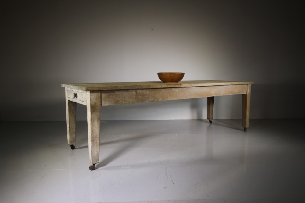 English Georgian Antique Original Painted Pine Kitchen Table