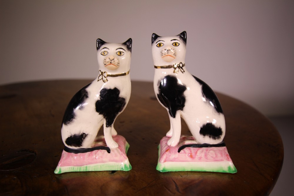 Pair of Edwardian Antique Staffordshire Cats