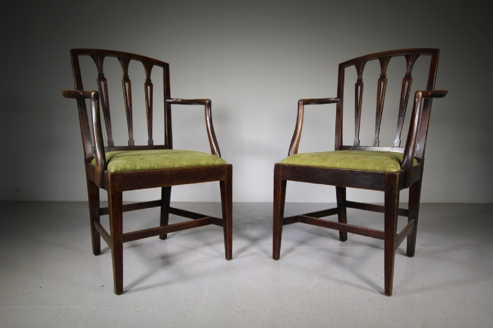 Pair of 18th Century Antique Hepplewhite Country Armchairs