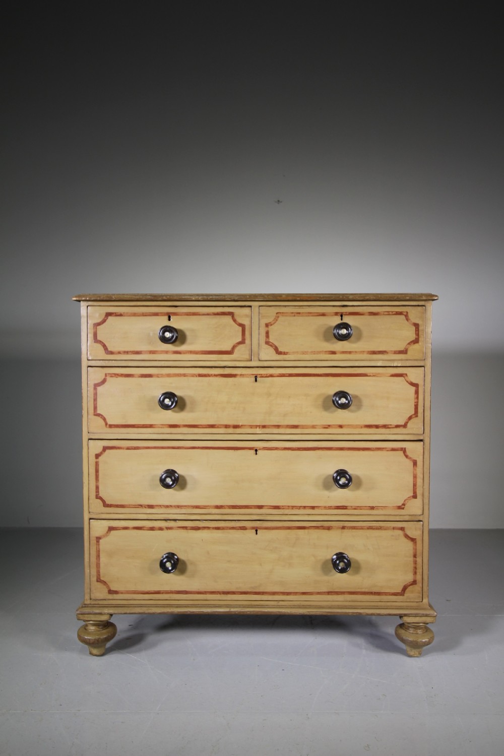 English 19th Century Original Painted Pine Chest of Drawers