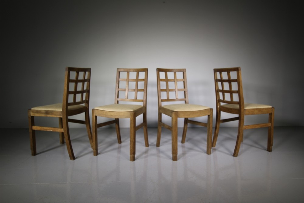 Set of Four Heals 1920's Oak Dining Chairs