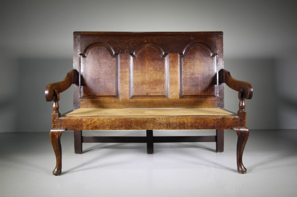 Georgian Antique Oak Settle Seat-Lovely Example