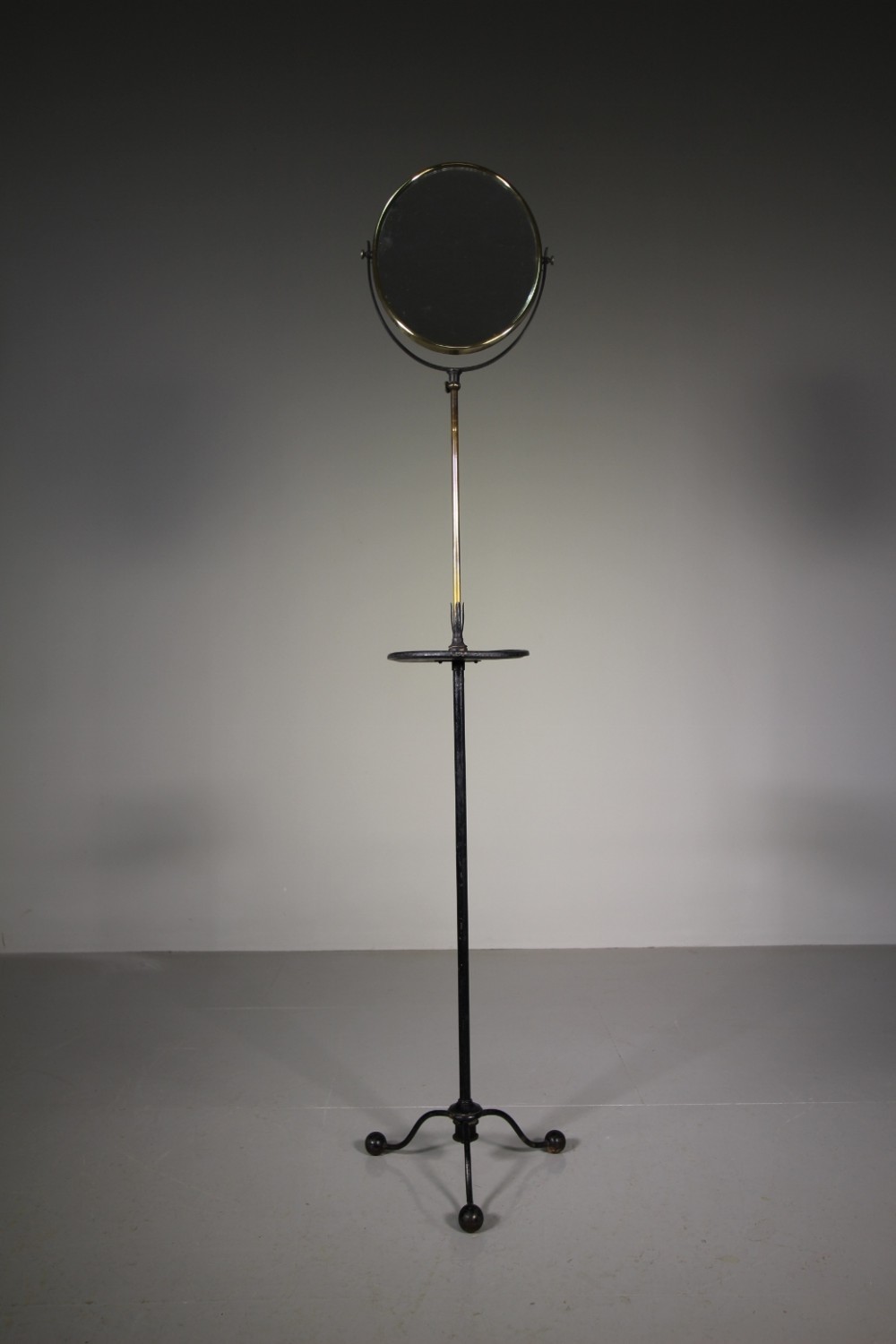 Edwardian Antique Iron & Brass Adjustable Shaving Mirror