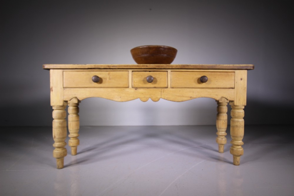 19th Century English Antique Pine Serving Table