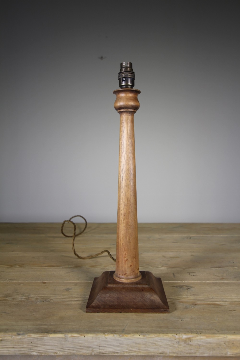 Simple Edwardian Antique Walnut Table Lamp