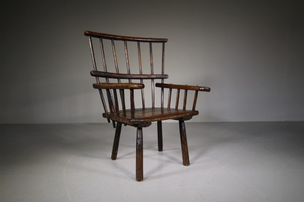 Rare Primitive 18th Century Welsh Antique Stick Chair